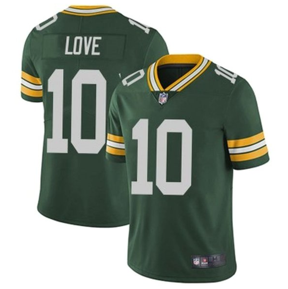 Men's Green Bay Packers #10 Jordan Love Green Stitched Jersey